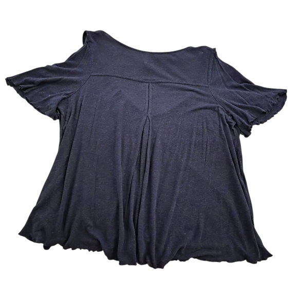 Free People Black Flutter Sleeve Relaxed Tee Cold Shoulder - Picture 6 of 6